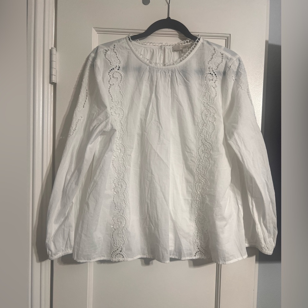 LOFT White Lace Detail Blouse